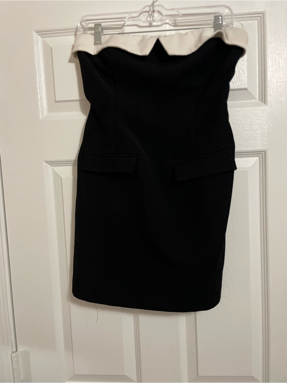 Grey Lab Strapless Contrast Foldover Mini Dress Black Size M